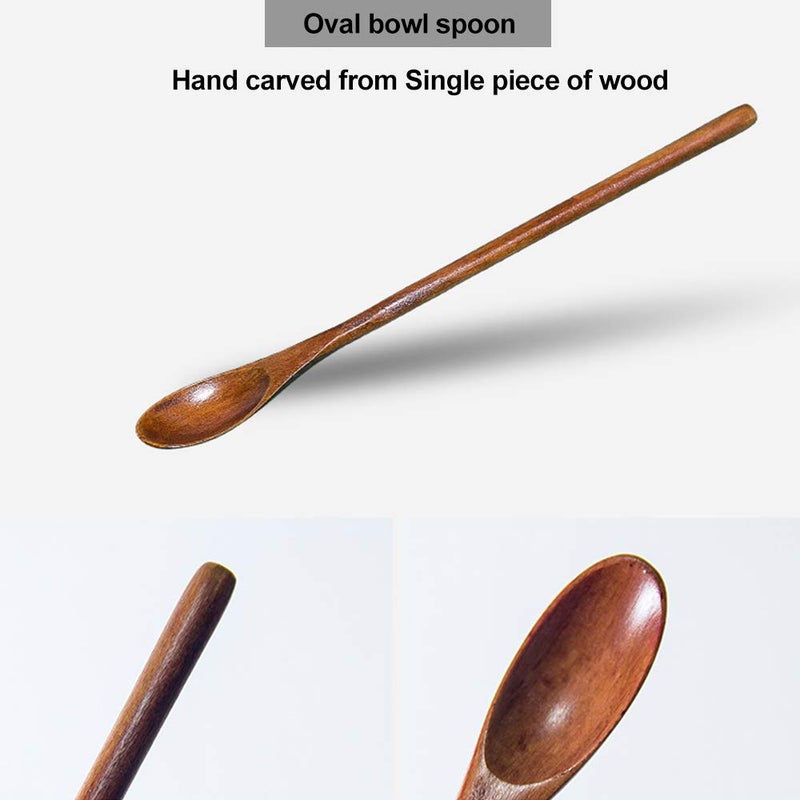 Renawe 6 Pcs Small Wooden Spoons for Coffee Spoon Jars Tea Wood Teaspoons Tasting Spoon Set Mini Stirring Teaspoon Honey Tiny Mixing Table Stir Spoons for Powder Dessert Kitchen Eating Utensil - Image 4